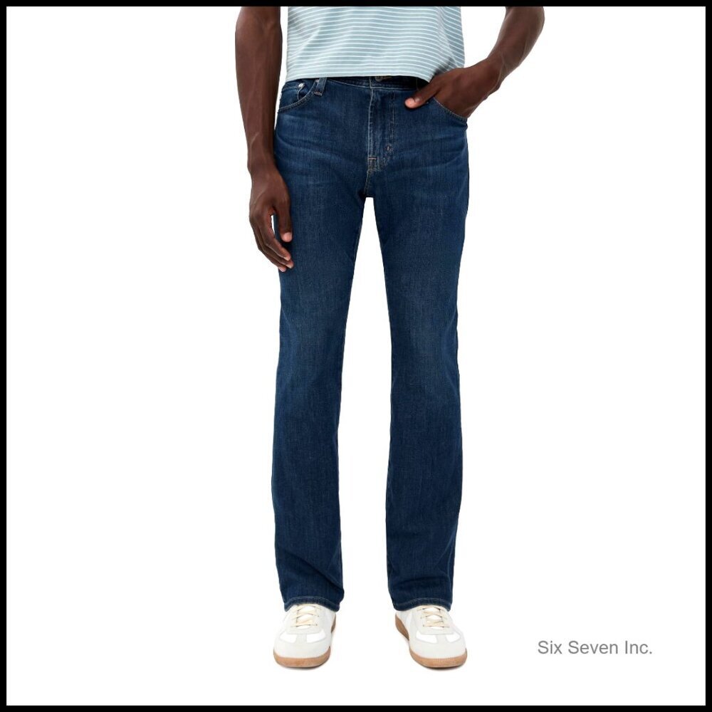 Men's Bootcut Denim Jeans Mid-Weight Stretch Classic Retro Fit 5-Pocket Styling